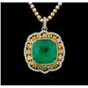 Image 2 : 18KT Two-Tone Gold GIA Certified 36.24ct Emerald and Diamond Pendant With Chain