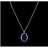 Image 1 : 14KT White Gold 12.29ct Lapis Lazuli and Diamond Pendant With Chain
