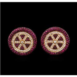 2.40ctw Ruby and Diamond Earrings - 18KT Rose Gold