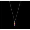 Image 2 : 14KT White Gold 5.58ctw Multicolor Sapphire and Diamond Pendant With Chain