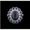 Image 1 : 14KT White Gold 9.12ctw Blue Star Sapphire and Diamond Ring