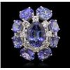 Image 1 : 14KT White Gold 18.66ctw Tanzanite Diamond Ring