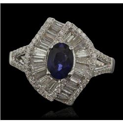 14KT White Gold 1.01ct Sapphire and Diamond Ring