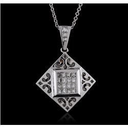 18KT White Gold 1.08ctw Diamond Pendant With Chain