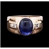 Image 1 : 14KT Rose Gold 4.69ct Sapphire and Diamond Ring