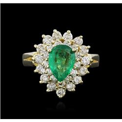 14KT Yellow Gold 2.29ct Emerald and Diamond Ring