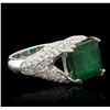 Image 2 : 14KT White Gold 4.40ct Emerald and Diamond Ring