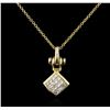 Image 2 : 18KT Yellow Gold 0.54ctw Diamond Pendant With Chain
