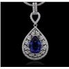 Image 1 : 14KT White Gold GIA Certified 8.63ct Tanzanite and Diamond Pendant With Chain