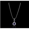 Image 2 : 14KT White Gold GIA Certified 8.63ct Tanzanite and Diamond Pendant With Chain