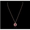 Image 1 : 14KT Rose Gold 2.25ct Tourmaline and Diamond Pendant With Chain