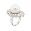 Image 3 : 18KT White Gold Pearl and Diamond Ring