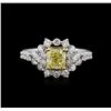 Image 1 : 18KT Two-Tone Gold GIA Certified 2.15ctw Fancy Yellow Diamond Ring