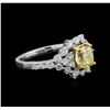 Image 2 : 18KT Two-Tone Gold GIA Certified 2.15ctw Fancy Yellow Diamond Ring