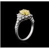 Image 3 : 18KT Two-Tone Gold GIA Certified 2.15ctw Fancy Yellow Diamond Ring