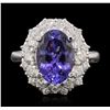 Image 1 : 14KT White Gold 5.21ct Tanzanite and Diamond Ring