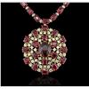 Image 1 : 14KT Yellow Gold 71.33ctw Ruby Necklace