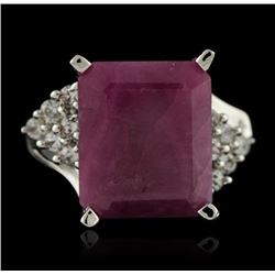 SILVER 15.72ct Ruby and White Topaz Ring