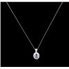 Image 1 : 14KT White Gold 0.80ct Sapphire and Diamond Pendant With Chain