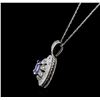 Image 3 : 14KT White Gold 0.80ct Sapphire and Diamond Pendant With Chain
