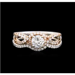 1.06ctw Diamond Wedding Ring Set - 18KT Two-Tone Gold