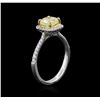 Image 3 : 18KT Two-Tone Gold GIA Certified 1.44ctw Fancy Yellow Diamond Ring