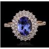 Image 1 : 14KT Rose Gold 1.63ct Tanzanite and Diamond Ring