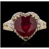 Image 1 : 14KT Yellow Gold 5.41ct Ruby and Diamond Ring