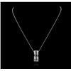 Image 1 : 14KT White Gold 1.18ct Sapphire and Diamond Pendant With Chain