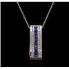 Image 2 : 14KT White Gold 1.18ct Sapphire and Diamond Pendant With Chain