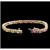 Image 3 : 14KT Yellow Gold 12.50ctw Sapphire and Diamond Bracelet