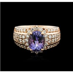 14KT Rose Gold 2.33ct Tanzanite and Diamond Ring