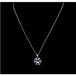 14KT White Gold 2.65ct Tourmaline, Sapphire and Diamond Pendant With Chain