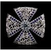 Image 1 : 14KT White Gold 1.01ct Aquamarine and Sapphire Pendant