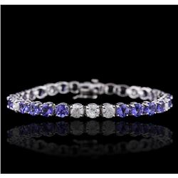 14KT White Gold 13.26ctw Tanzanite and Diamond Bracelet