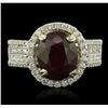 Image 1 : 14KT Two-Tone Gold 4.23ct Ruby and Diamond Ring