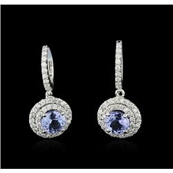 14KT White Gold 2.83ctw Tanzanite and Diamond Earrings