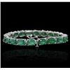 Image 2 : 14KT White Gold 19.20ctw Emerald Bracelet