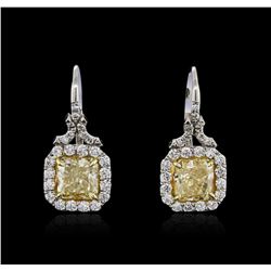 Platinum EGL USA Certified 5.00ctw Fancy Yellow Diamond Earrings