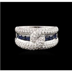 14KT White Gold 0.82ctw Sapphire and Diamond Ring