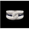 Image 1 : 14KT White Gold 0.82ctw Sapphire and Diamond Ring