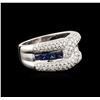 Image 2 : 14KT White Gold 0.82ctw Sapphire and Diamond Ring