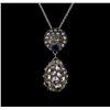 Image 2 : 4.35ctw Diamond and Sapphire Pendant With Chain - 18KT Two-Tone Gold