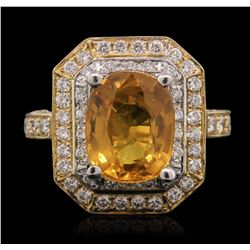 14KT Yellow Gold 5.03ct Yellow Sapphire and Diamond Ring