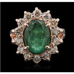 14KT Rose Gold 2.34ct Emerald and Diamond Ring