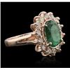 Image 2 : 14KT Rose Gold 2.34ct Emerald and Diamond Ring