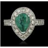 Image 1 : 14KT White Gold 1.74ct Emerald and Diamond Ring