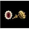 Image 2 : 1.65ctw Ruby and Diamond Earrings - 18KT Yellow Gold