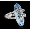 Image 2 : 14KT White Gold 14.00ct Blue Topaz and Diamond Ring