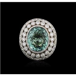 18KT White Gold GIA Certified 12.44ct Tourmaline and Diamond Ring